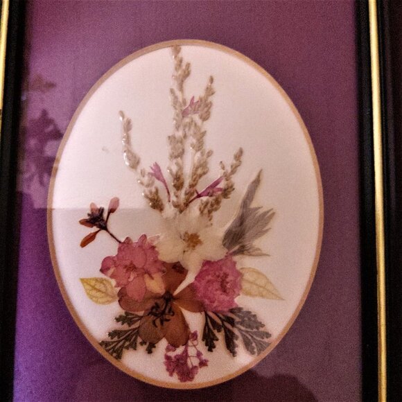 Vintage Framed Handmade floral Paper Collage art - Picture 6 of 13